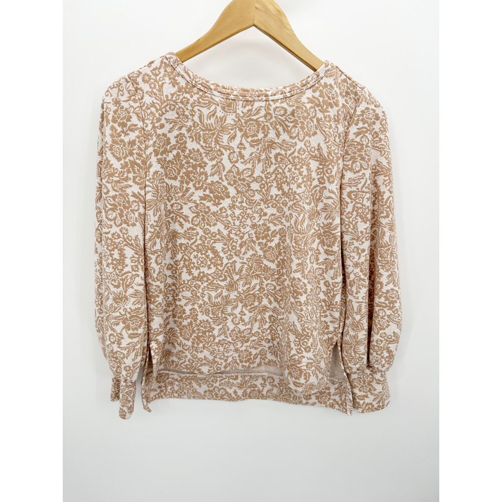 Ophelia Roe Womens Cream Floral Sweater Size S Neutral Minimal Feminine Warm